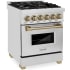 ZLINE Autograph Edition RAZ24CB - 24 Inch Pro-Style Dual Fuel Range in Stainless Steel with Champagne Bronze Accents