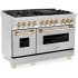 ZLINE Autograph Edition RAZ48G - 48 Inch Pro-Style Double Oven Dual Fuel Range in Stainless Steel with Polished Gold Accents