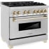 ZLINE Autograph Edition RAZ36G - 36 Inch Freestanding Dual Fuel Range Angle