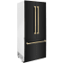ZLINE Autograph Edition RBIVZBS36CB - 36 Inch Built-In French Door Refrigerator in Black Stainless Steel with Champagne Bronze Accents