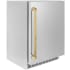 ZLINE Autograph Edition RBSOZST24G - Touchstone 24 Inch Beverage Center Solid Stainless Steel Door And Polished Gold Handle