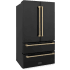 ZLINE Autograph Edition RFMZ36BSCB - 36 Inch Counter-Depth 4-Door French Door Refrigerator In Fingerprint-Resistant Black Stainless Steel and Champagne Bronze Traditional Handles