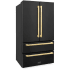 ZLINE Autograph Edition RFMZ36BSFG - 36 Inch Counter-Depth 4-Door French Door Refrigerator In Fingerprint-Resistant Black Stainless Steel and Polished Gold Modern Handles