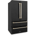 ZLINE Autograph Edition RFMZ36BSG - 36 Inch Counter-Depth 4-Door French Door Refrigerator In Fingerprint-Resistant Black Stainless Steel and Polished Gold Traditional Handles