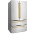 ZLINE Autograph Edition RFMZ36FG - 36 Inch Counter-Depth 4-Door French Door Refrigerator In Fingerprint-Resistant Stainless Steel with Polished Gold Modern Handles