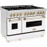 ZLINE Autograph Edition RAZWM48G - 48 Inch Freestanding Double Oven Dual Fuel Range Angle View