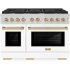 ZLINE Autograph Edition SDRZWM48CB - 48 Inch Pro-Style Double Oven Dual Fuel Range in Stainless Steel with White Matte Doors and Champagne Bronze Accents