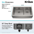 Kraus Standart PRO Series KHF2033610075MB - 36 Inch Double Bowl Stainless Steel Farmhouse Kitchen Sink Dimension