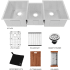 ZLINE SLT45S - Breckenridge 45 Inch Undermount Triple Bowl Stainless Steel Kitchen Sink with Accessories