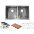 Nantucket Sinks Pro Series SRPS3219DE16 - 32 Inch Undermount Double Bowl Kitchen Sink Kit with 16 Gauge Stainless Steel