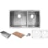 Nantucket Sinks Pro Series SRPS3219OS16 - Offset Double Bowl Prep Station Small Radius Undermount Stainless Sink with Accessories