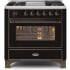 Ilve Majestic II Collection UM09FDNS3BKB - 36 Inch Glossy Black Natural Gas Freestanding Range