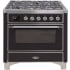 Ilve Majestic II Collection UM09FDNS3BKC - 36 Inch Glossy Black Natural Gas Freestanding Range