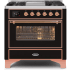 Ilve Majestic II Collection UM09FDNS3BKPLP - 36 Inch Freestanding Dual Fuel Range in Front View