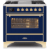 Ilve Majestic II Collection UM09FDNS3MBGLP - 36 Inch Freestanding Dual Fuel Range in Front View