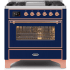 Ilve Majestic II Collection UM09FDNS3MBPLP - 36 Inch Freestanding Dual Fuel Range in Front View