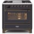 Ilve Majestic II Collection UM09FDNS3MGBLP - 36 Inch Freestanding Dual Fuel Range in Front View