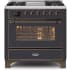 Ilve Majestic II Collection UM09FDNS3MGB - 36 Inch Matte Graphite Natural Gas Freestanding Range