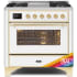 Ilve Majestic II Collection UM09FDNS3RAGLP - 36 Inch Freestanding Dual Fuel Range in Front View