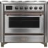 Ilve Majestic II Collection UM09FDNS3SSBLP - 36 Inch Freestanding Dual Fuel Range in Front View
