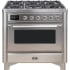 Ilve Majestic II Collection UM09FDNS3SSCLP - 36 Inch Freestanding Dual Fuel Range in Front View