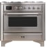 Ilve Majestic II Collection UM09FDNS3SSCLP - 36 Inch Freestanding Dual Fuel Range in Front View