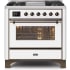 Ilve Majestic II Collection UM09FDNS3WHBLP - 36 Inch Freestanding Dual Fuel Range in Front View