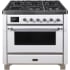 Ilve Majestic II Collection UM09FDNS3WHCLP - 36 Inch Freestanding Dual Fuel Range in Front View