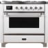 Ilve Majestic II Collection UM09FDNS3WHCLP - 36 Inch Freestanding Dual Fuel Range in Front View
