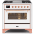 Ilve Majestic II Collection UM09FDNS3WHPLP - 36 Inch Freestanding Dual Fuel Range in Front View