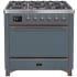 Ilve Majestic II Collection UM09FDQNS3BGB - 36 Inch Freestanding Dual Fuel Range in Front View