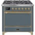 Ilve Majestic II Collection UM09FDQNS3BGG - 36 Inch Freestanding Dual Fuel Range in Front View