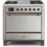 Ilve Majestic II Collection UM09FDQNS3SSB - 36 Inch Freestanding Dual Fuel Range in Front View