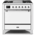 Ilve Majestic II Collection UM09FDQNS3WHC - 36 Inch Freestanding Dual Fuel Range in Front View