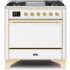 Ilve Majestic II Collection UM09FDQNS3WHG - 36 Inch Freestanding Dual Fuel Range in Front View