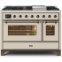 Ilve Majestic II Collection UM12FDNS3AWBLP - 48 Inch Freestanding Dual Fuel Range in Front View
