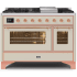 Ilve Majestic II Collection UM12FDNS3AWP - 48 Inch Antique White Natural Gas Freestanding Range