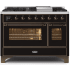 Ilve Majestic II Collection UM12FDNS3BKBLP - 48 Inch Freestanding Dual Fuel Range in Front View