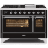 Ilve Majestic II Collection UM12FDNS3BKCLP - 48 Inch Freestanding Dual Fuel Range in Front View