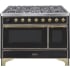 Ilve Majestic II Collection UM12FDNS3BKGLP - 48 Inch Freestanding Dual Fuel Range in Front View