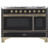 Ilve Majestic II Collection UM12FDNS3BKGLP - 48 Inch Freestanding Dual Fuel Range in Front View