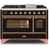 Ilve Majestic II Collection UM12FDNS3BKPLP - 48 Inch Freestanding Dual Fuel Range in Front View