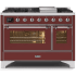 Ilve Majestic II Collection UM12FDNS3BUCLP - 48 Inch Burgundy Liquid Propane Freestanding Range