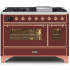 Ilve Majestic II Collection UM12FDNS3BUPLP - 48 Inch Burgundy Liquid Propane Freestanding Range