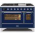 Ilve Majestic II Collection UM12FDNS3MBC - 48 Inch Midnight Blue Natural Gas Freestanding Range