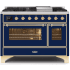 Ilve Majestic II Collection UM12FDNS3MBG - 48 Inch Midnight Blue Natural Gas Freestanding Range