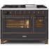 Ilve Majestic II Collection UM12FDNS3MGBLP - 48 Inch Freestanding Dual Fuel Range in Front View