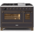 Ilve Majestic II Collection UM12FDNS3MGB - 48 Inch Matte Graphite Natural Gas Freestanding Range