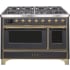 Ilve Majestic II Collection UM12FDNS3MGG - 48 Inch Matte Graphite Dual Fuel Natural Gas Freestanding Range