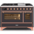 Ilve Majestic II Collection UM12FDNS3MGPLP - 48 Inch Freestanding Dual Fuel Range in Front View